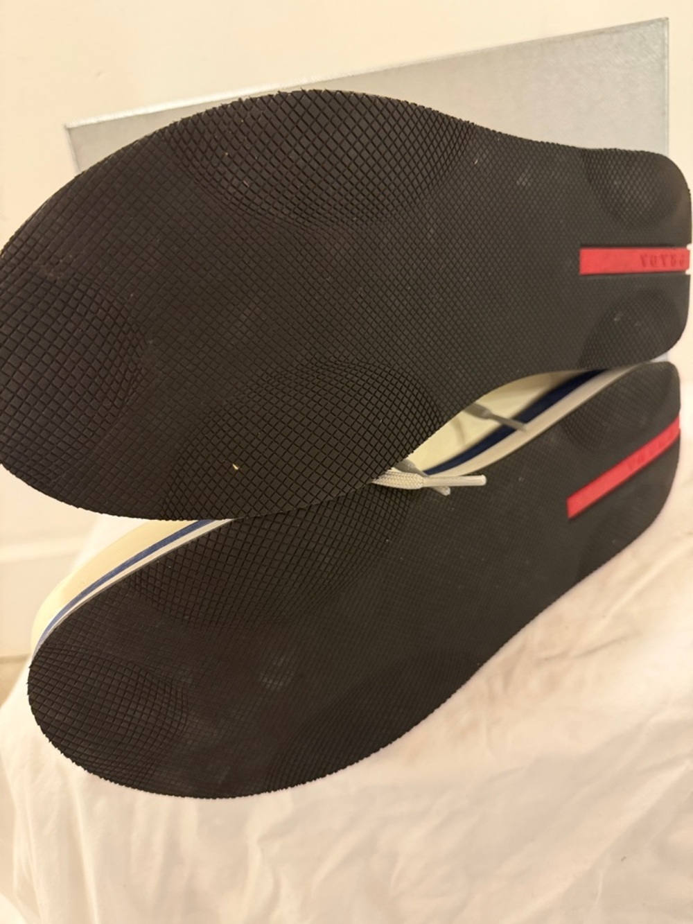 Prada Men’s White, Gray & Blue Low-Top Sneakers - Picture 5 of 9